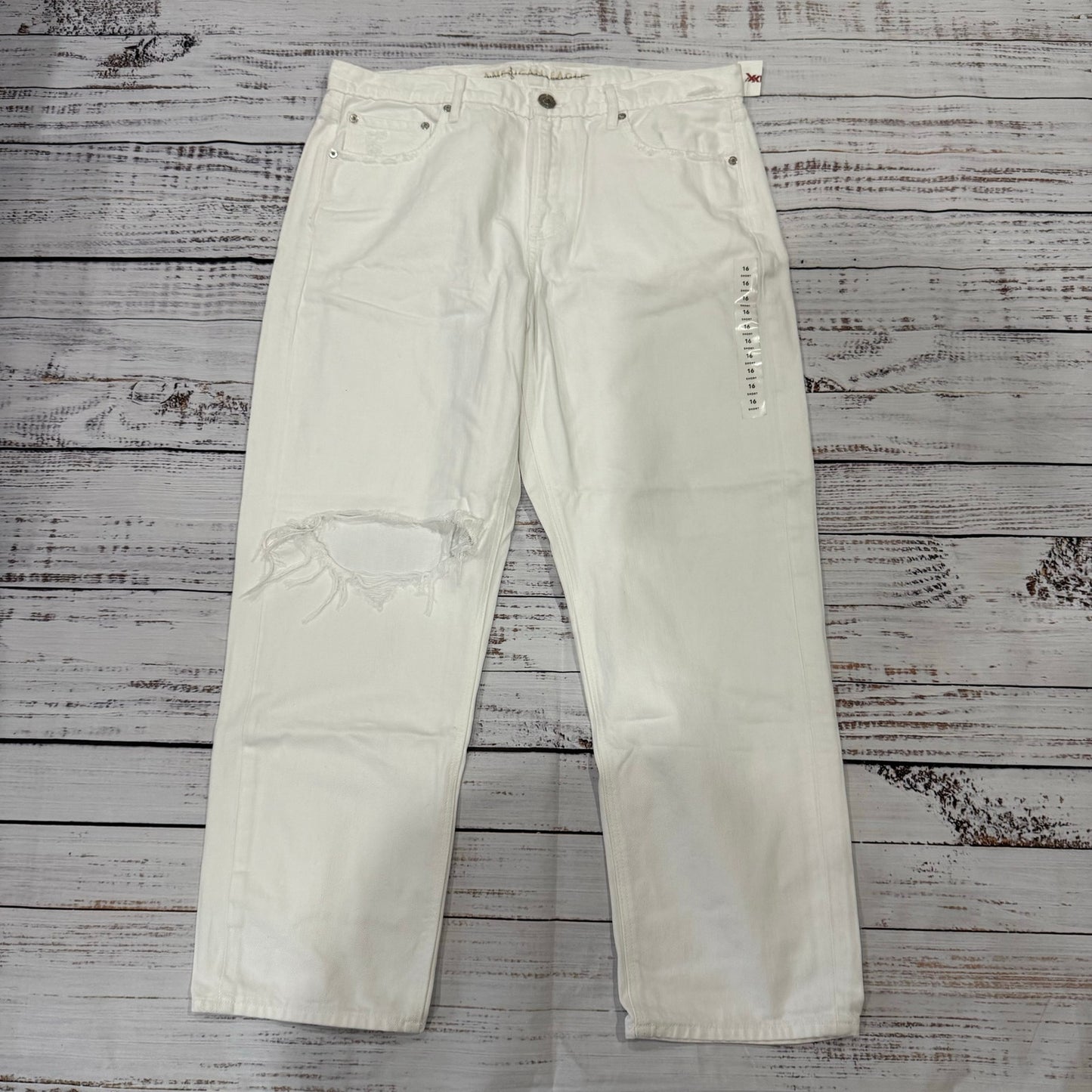NWT American Eagle Jeans Womens Size 16 Short Plus White 90s Straight