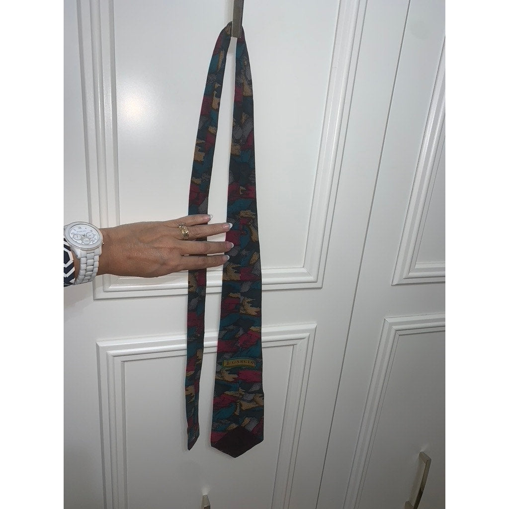 J. Garcia Men's Multicolor Geometric Abstract Silk Necktie