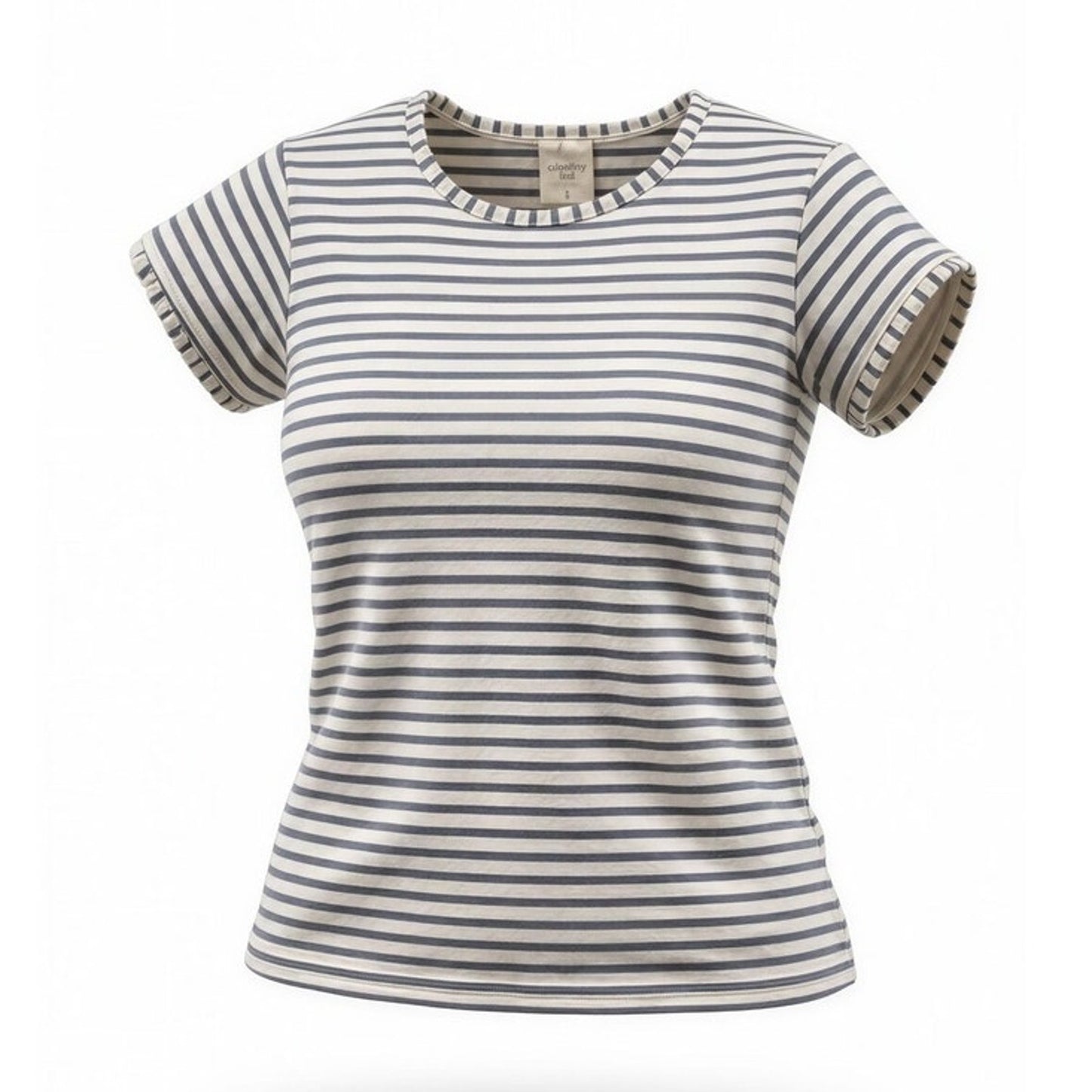 Nike Tennis Top Womens Size Medium White Black Striped Short Sleeve Crew Neck