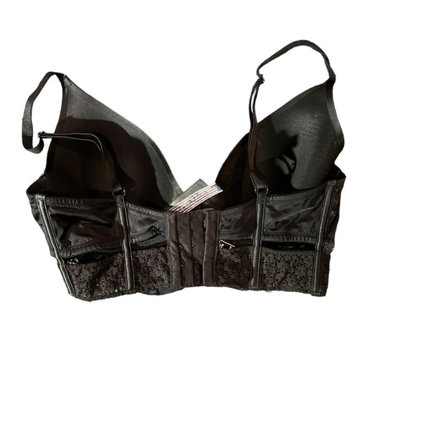 Victoria’s Secret Bra Womens 34D Black Underwire Satin Look Lace Trim