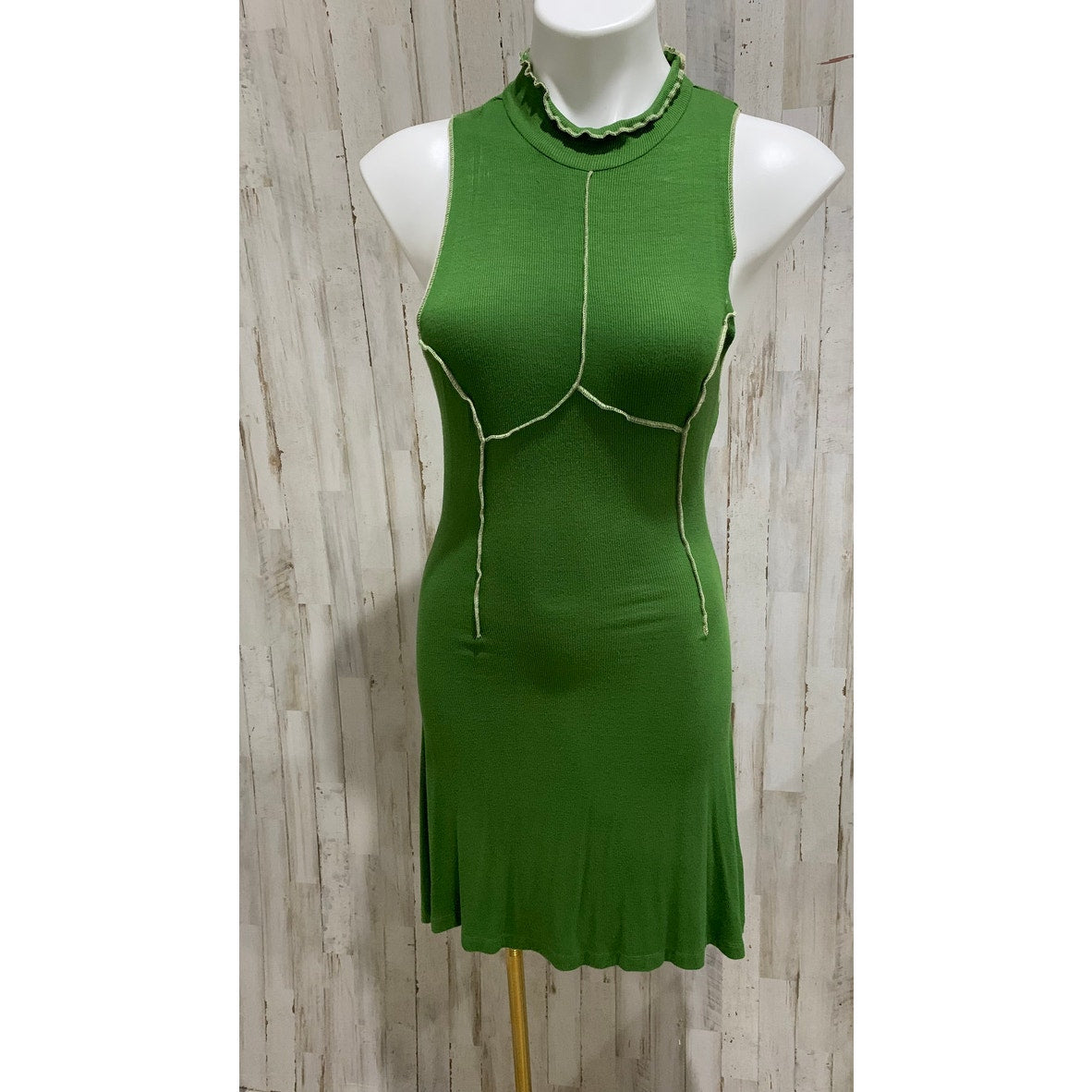 Urban Outfitters Deja Mini Dress Womens Large Green Ribbed