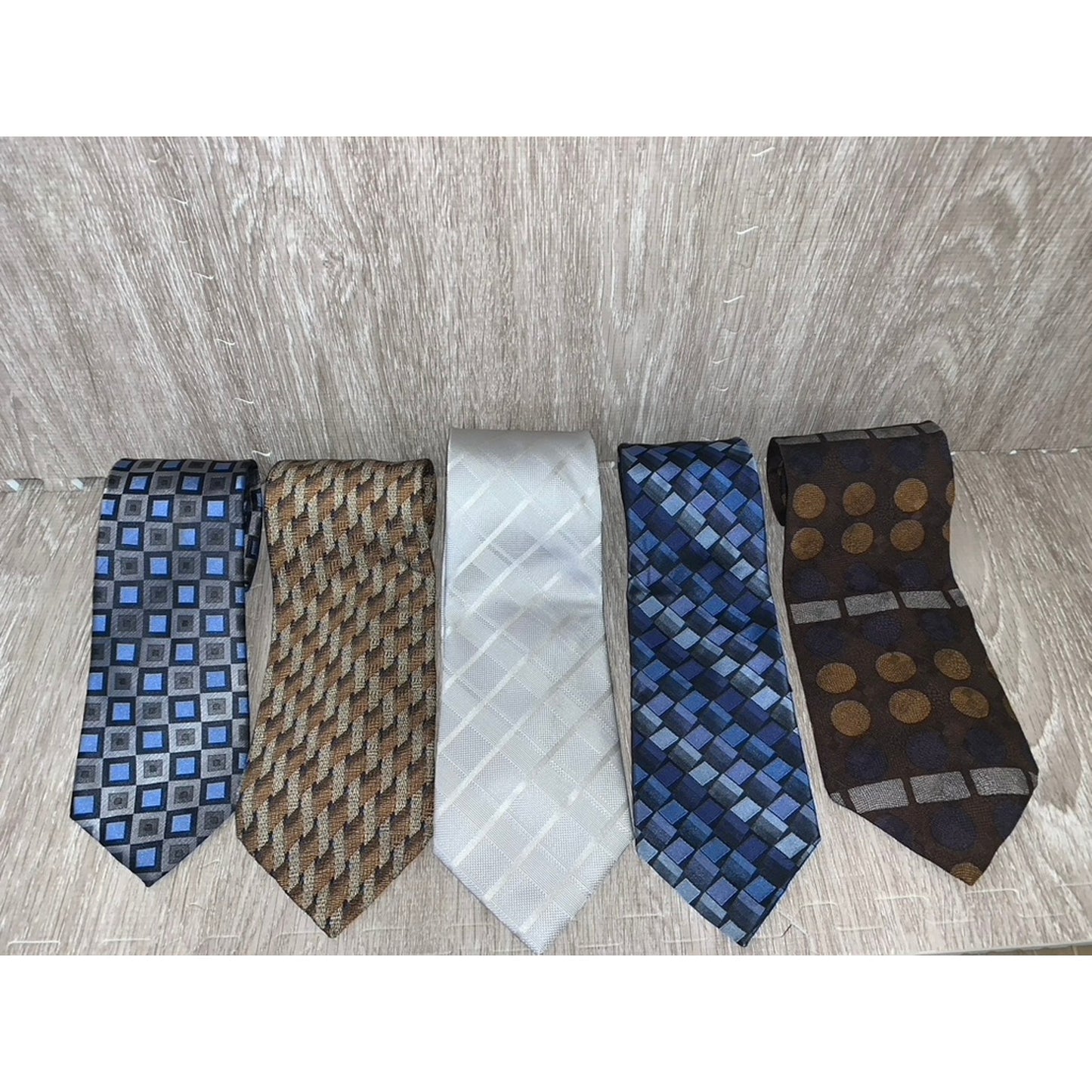 Kenneth Cole Reaction Men's Multicolor Silk Tie Set of 5 Geometric Pattern