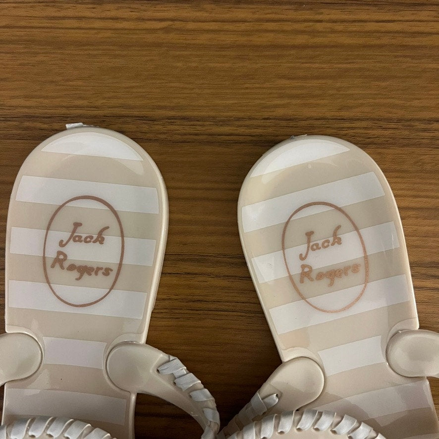 Jack Rogers Women's White Georgica Jelly Thong Sandals Size 10 Casual