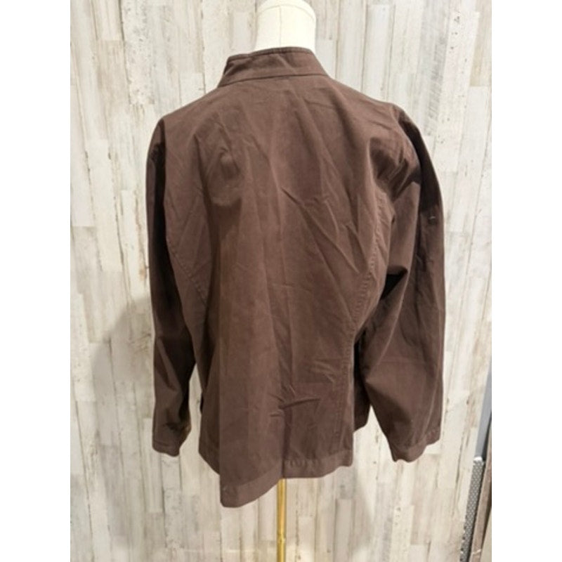 Eileen Fisher Jacket Womens Plus 1X Brown Full Zip Stand Collar Pockets