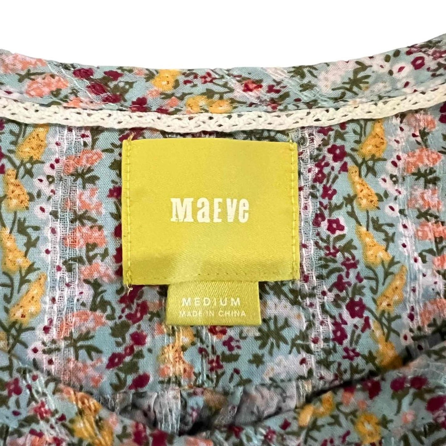 Maeve Gelise Women's Medium Pleated Long Sleeve Floral Multicolor Blouse