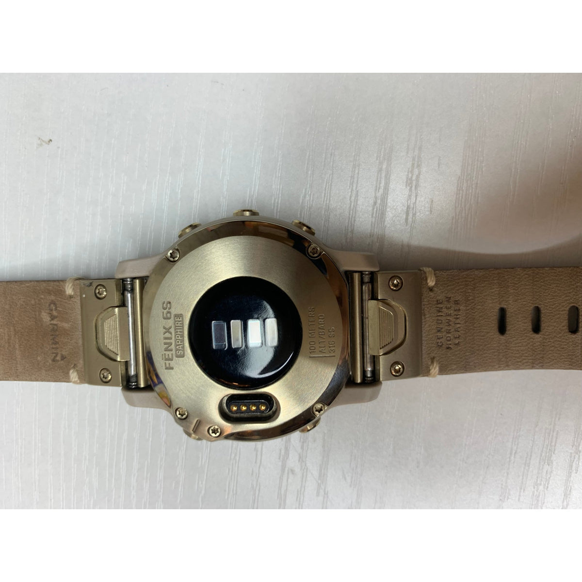 Garmin fenix 6S Sapphire Light Gold Leather Band Multisport GPS Smartwatch