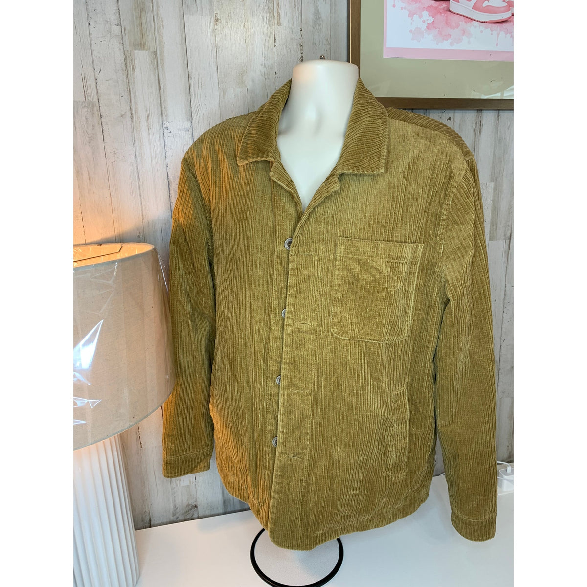 Weatherproof Vintage Shirt Jacket Mens Large Olive Green Sherpa Lined