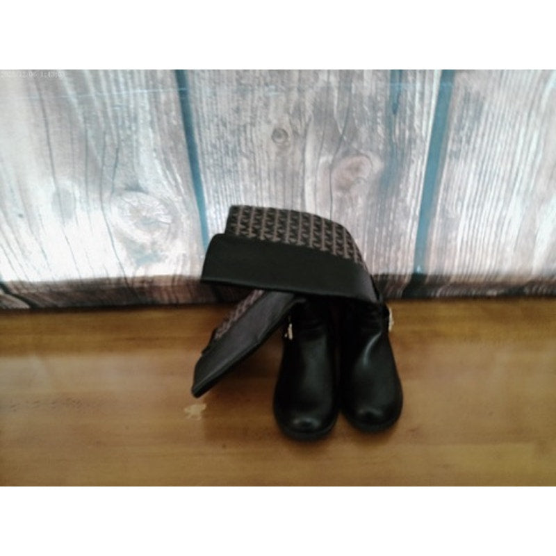 MICHAEL Michael Kors Kids Knee High Riding Boots Black Logo Side Zip Size 3Y