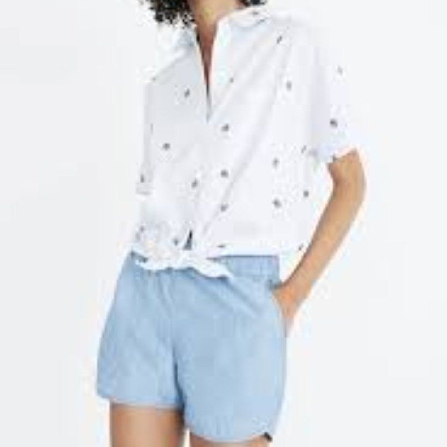 Madewell Pull-On Shorts Women's Size Small Light Blue Elastic Waist Pockets