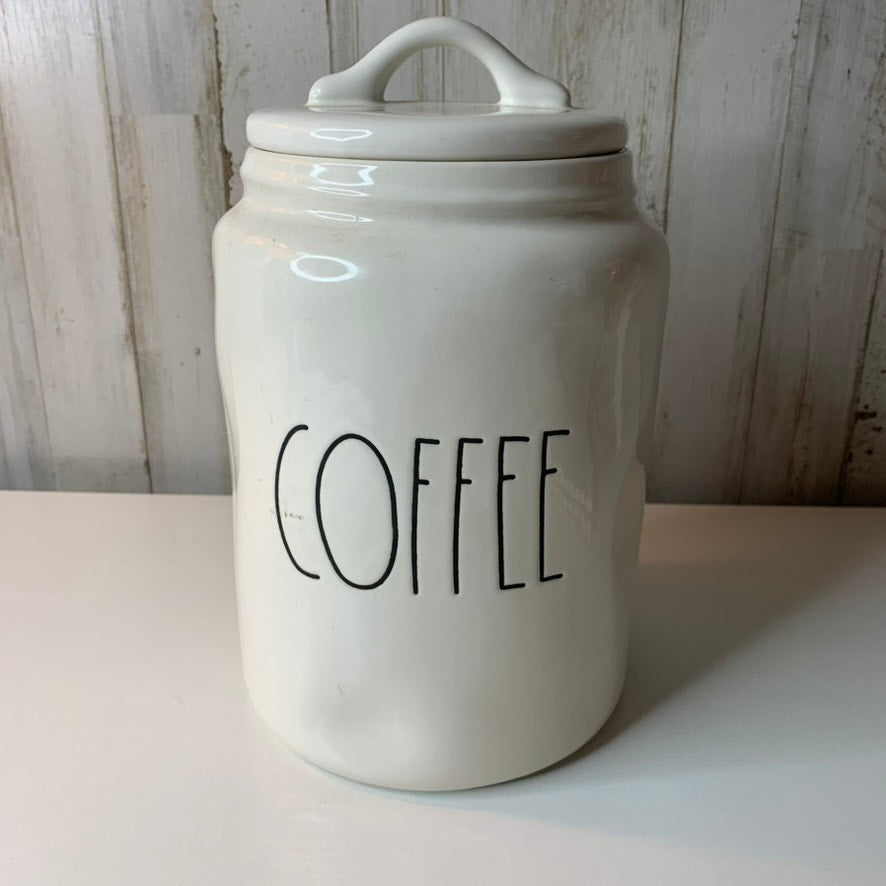 Rae Dunn COFFEE Canister Jar w/ Lid White 8 in Farmhouse