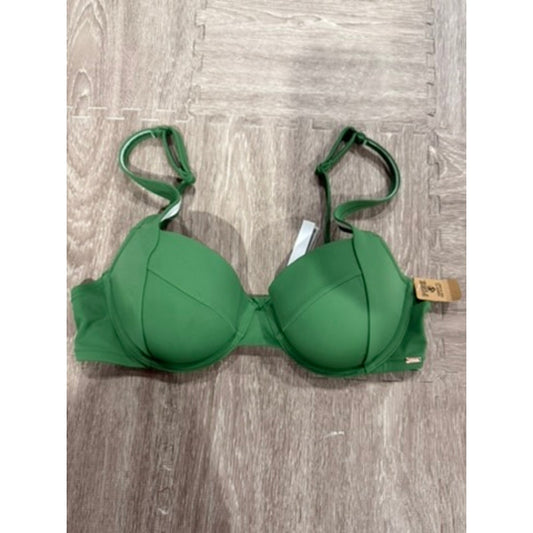 NWT PINK Victoria's Secret Bikini Swim Top Womens Large Green Underwire Solid