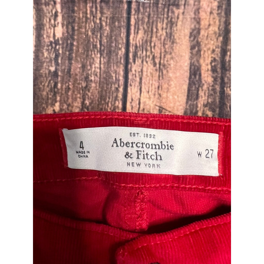 Abercrombie & Fitch Women's Red Corduroy Ankle Jeans Size 4