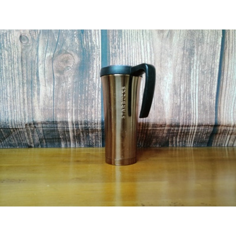 Starbucks Travel Mug Tumbler With Handle Gold 16 fl oz Lid