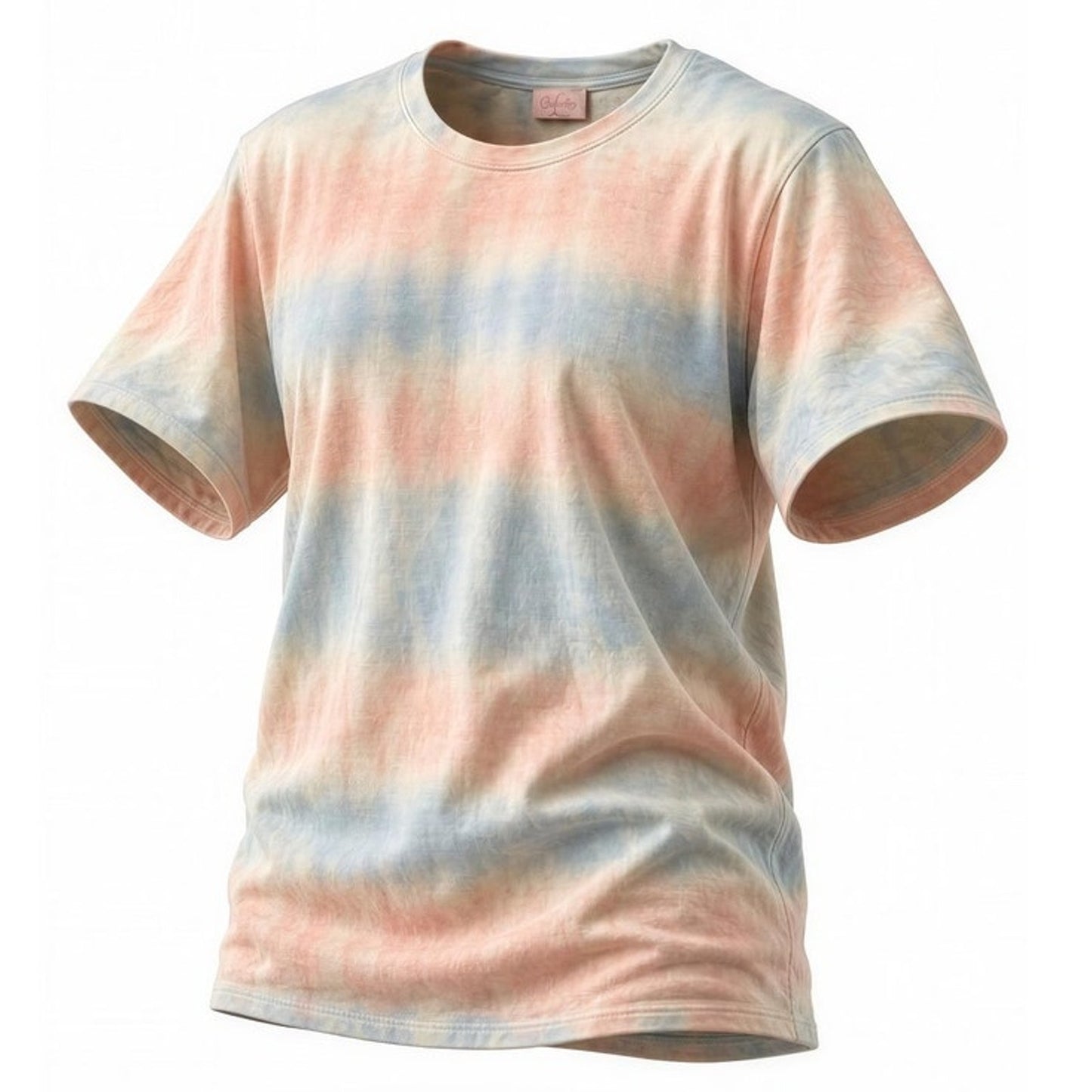 Pink Lily T-Shirt Womens Size Medium Pastel Tie-Dye Striped Crewneck Short