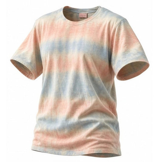 Pink Lily T-Shirt Womens Size Medium Pastel Tie-Dye Striped Crewneck Short