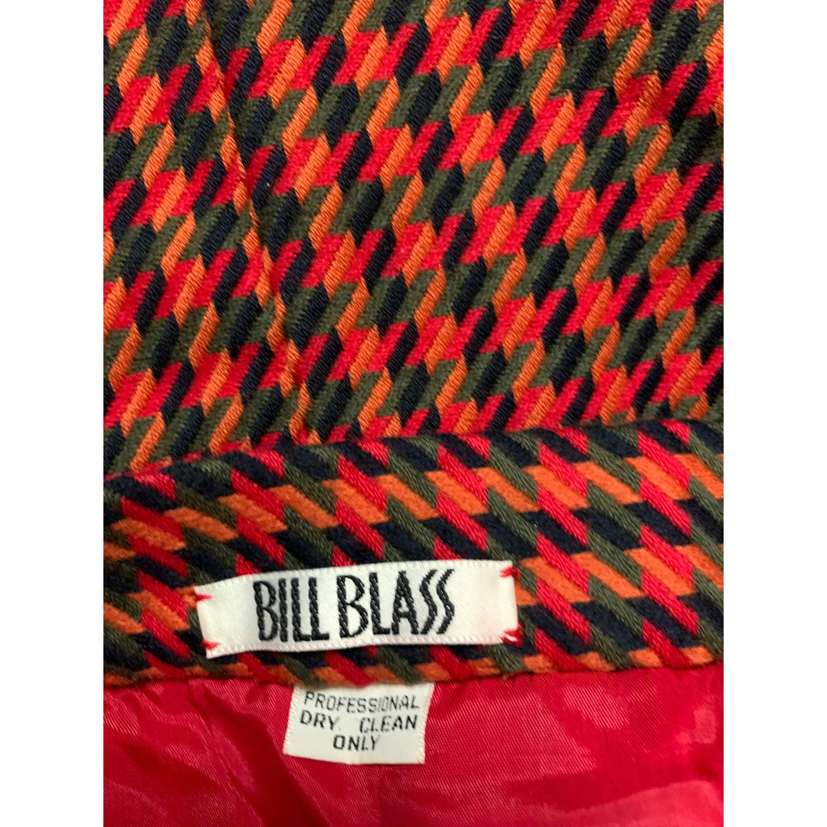 Bill Blass Skirt Womens Red & Black Houndstooth Pencil Knee Length