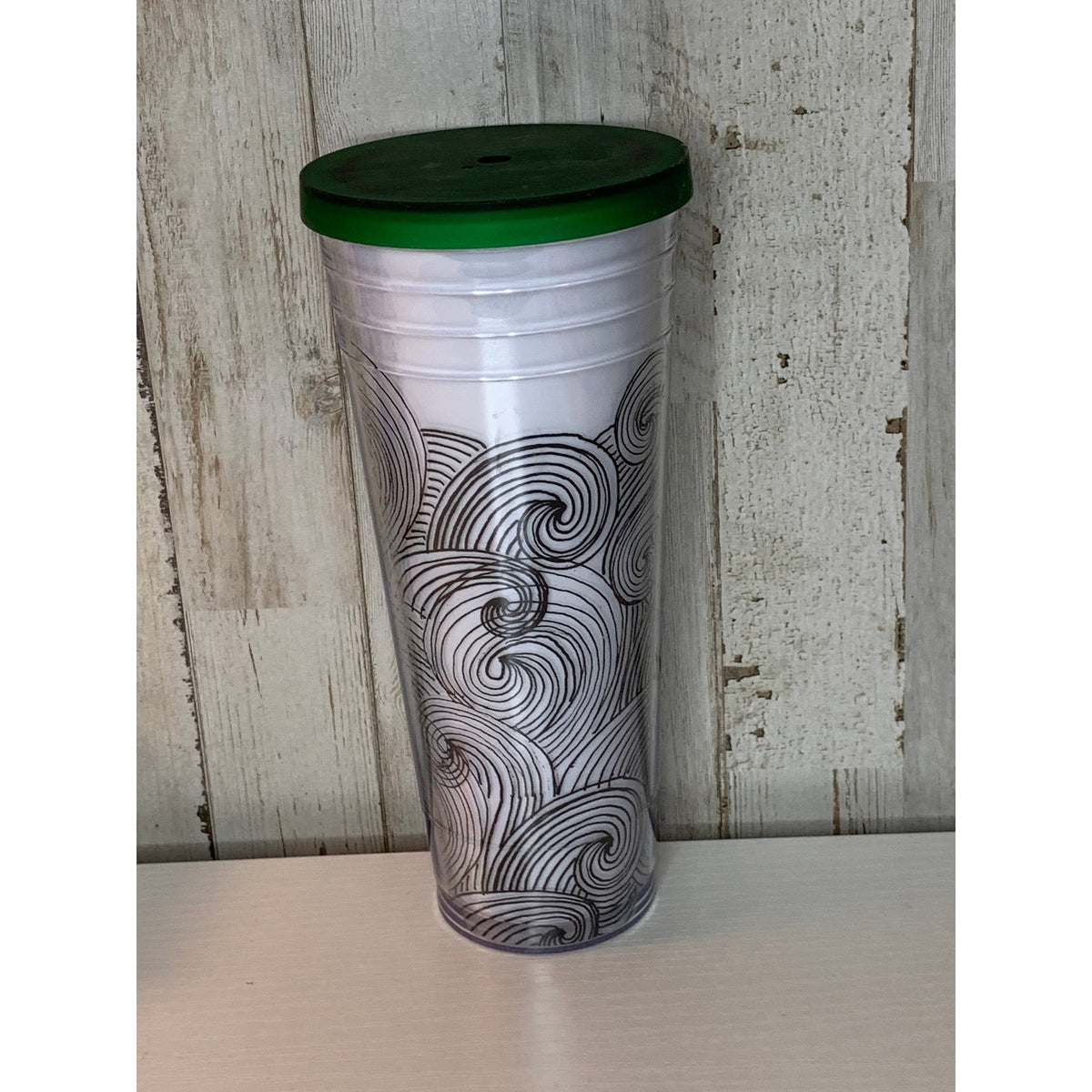 Starbucks 2012 Dot Collection Ink Waves Cold Cup Tumbler 24 oz Clear