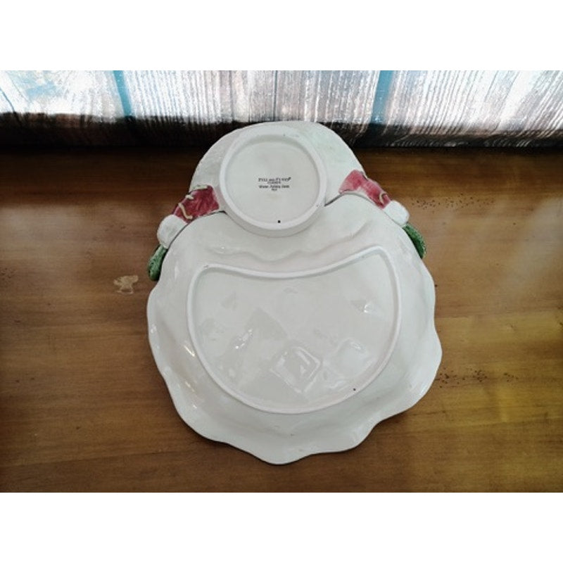 Fitz & Floyd Winter Holiday Santa Scalloped Serving Platter Dish w/ Box