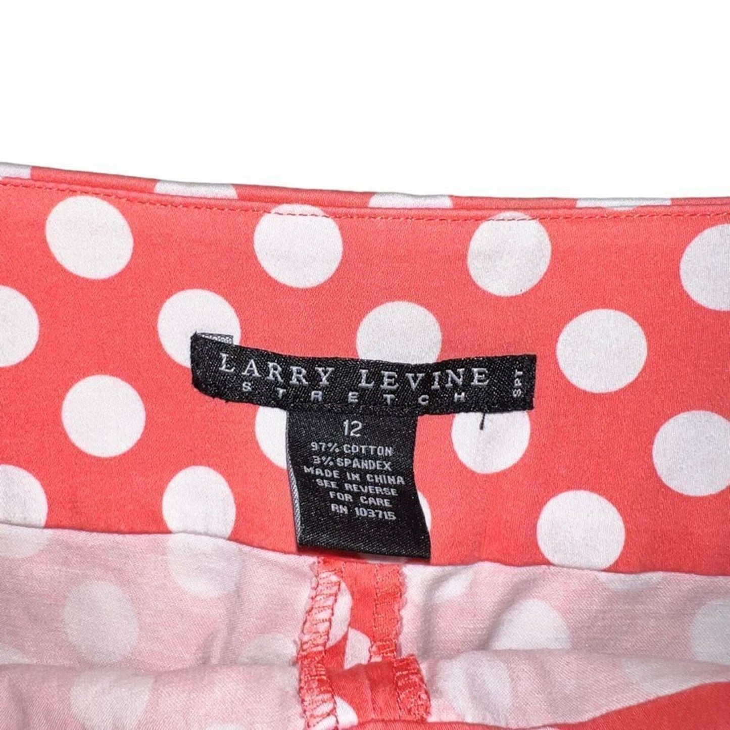 Larry Levine Coral Polka Dot Golf Skort Size 12