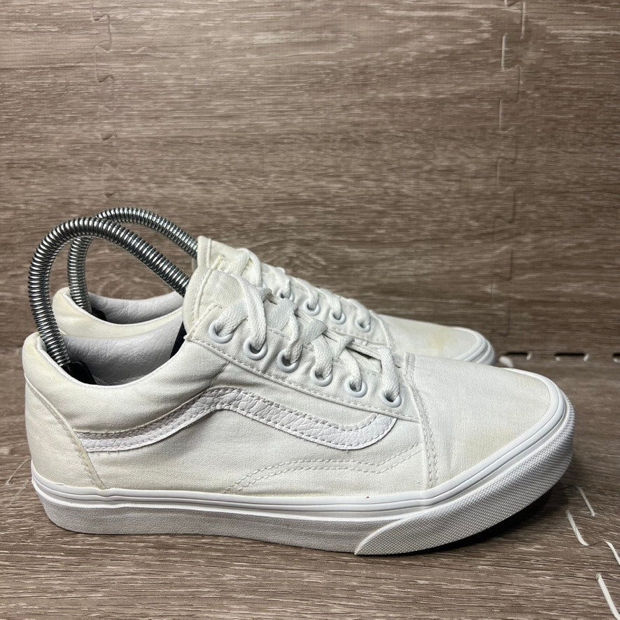 Vans Old Skool White Canvas Skate Shoes Men's 6 / Women's 7.5 Casual Sneaker