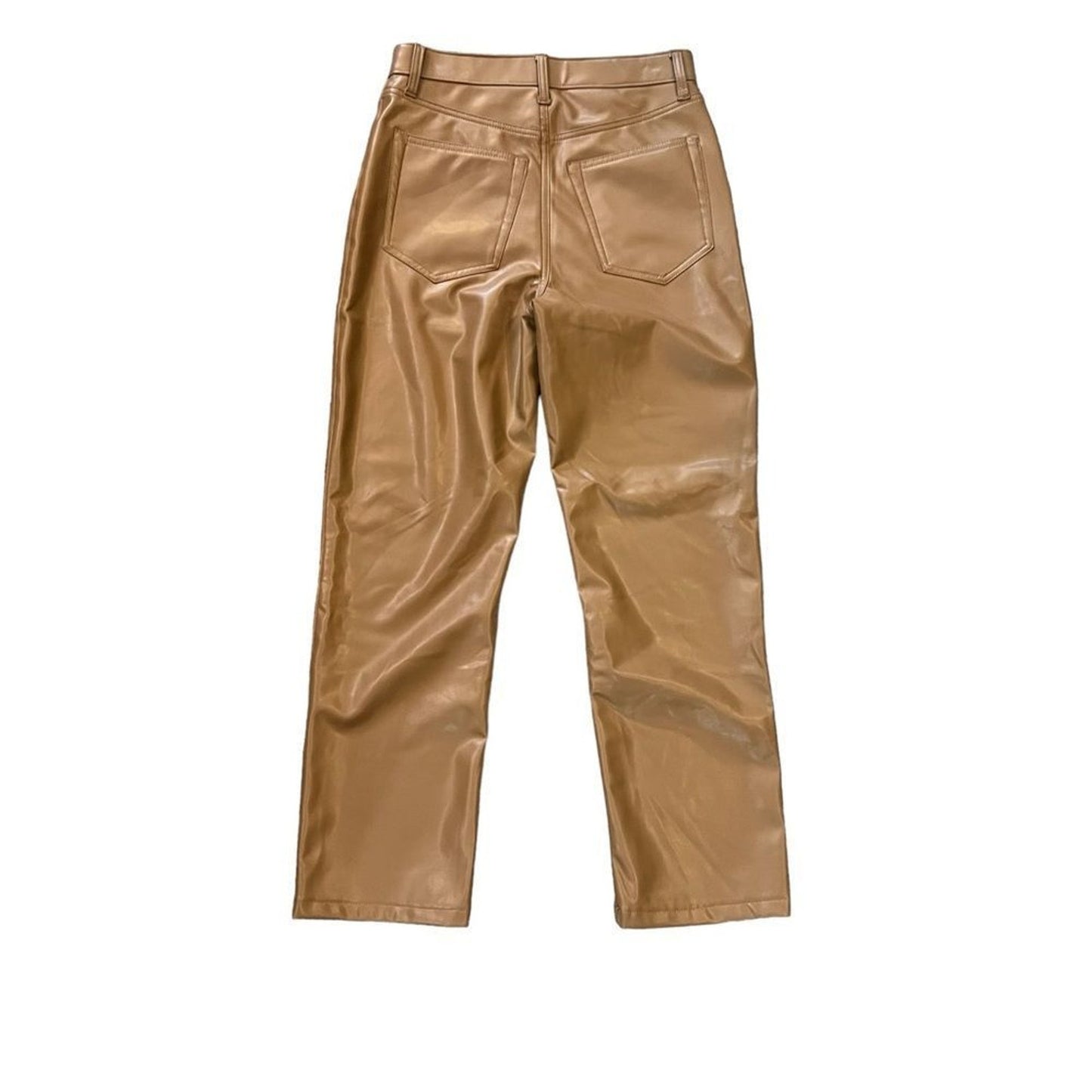 NWT Abercrombie & Fitch 90s Straight Ultra High Rise Leather Pants Brown Size 28