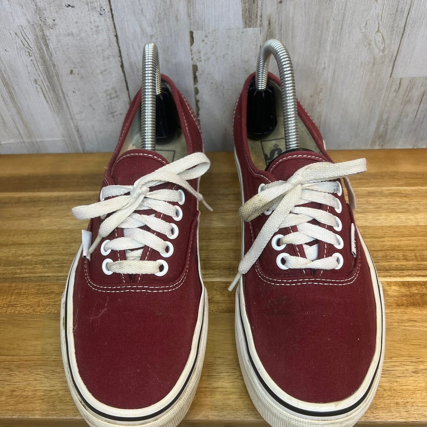 Vans Authentic Maroon/White Lace-Up Low Top Sneakers - Men's 7 / Women's 8.5