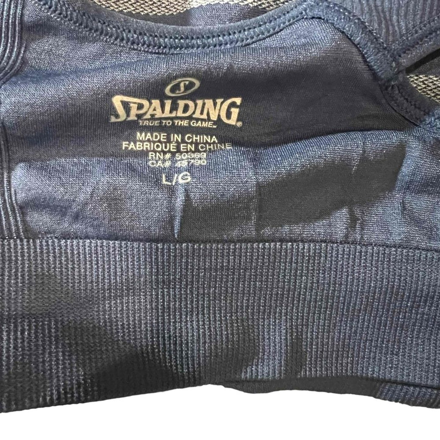 Spalding Sports Bra Womens Large Gray Striped Racerback Medium Support
