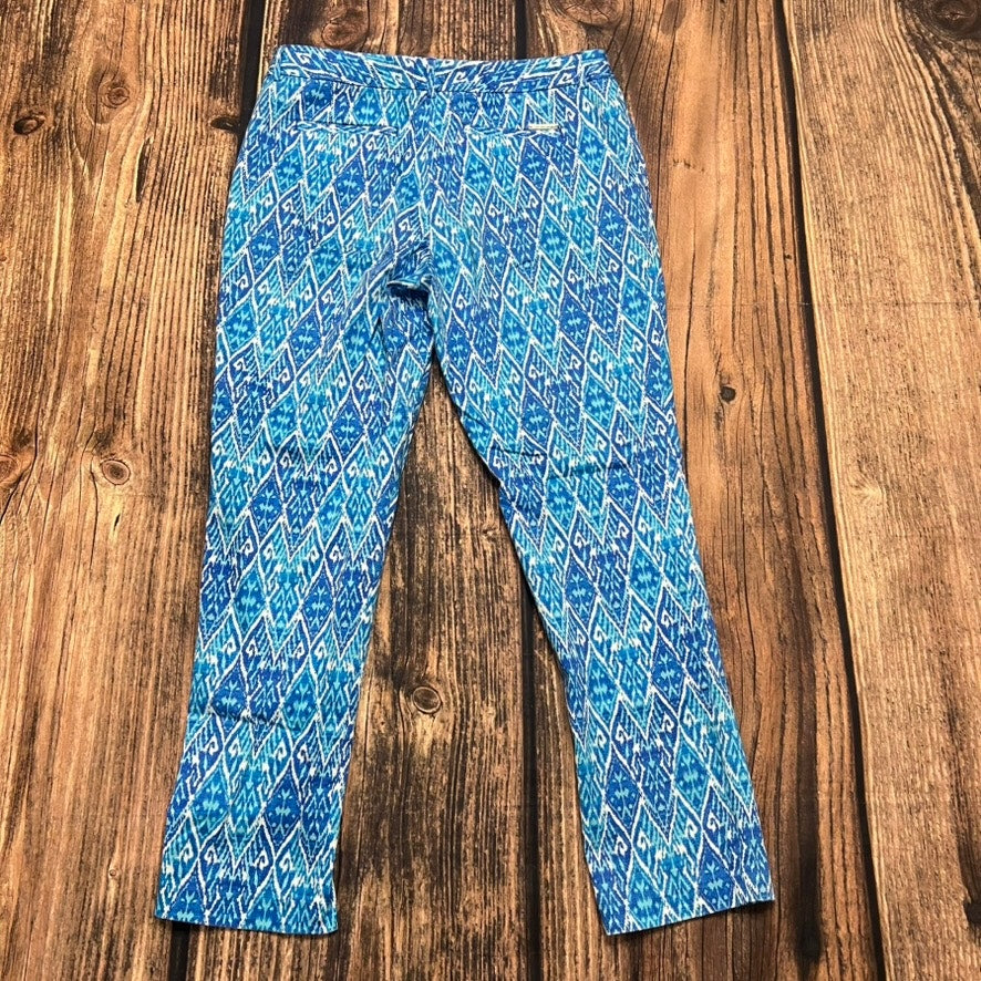 Michael Kors Women's Size 8 Blue Geometric Ankle Pants Casual