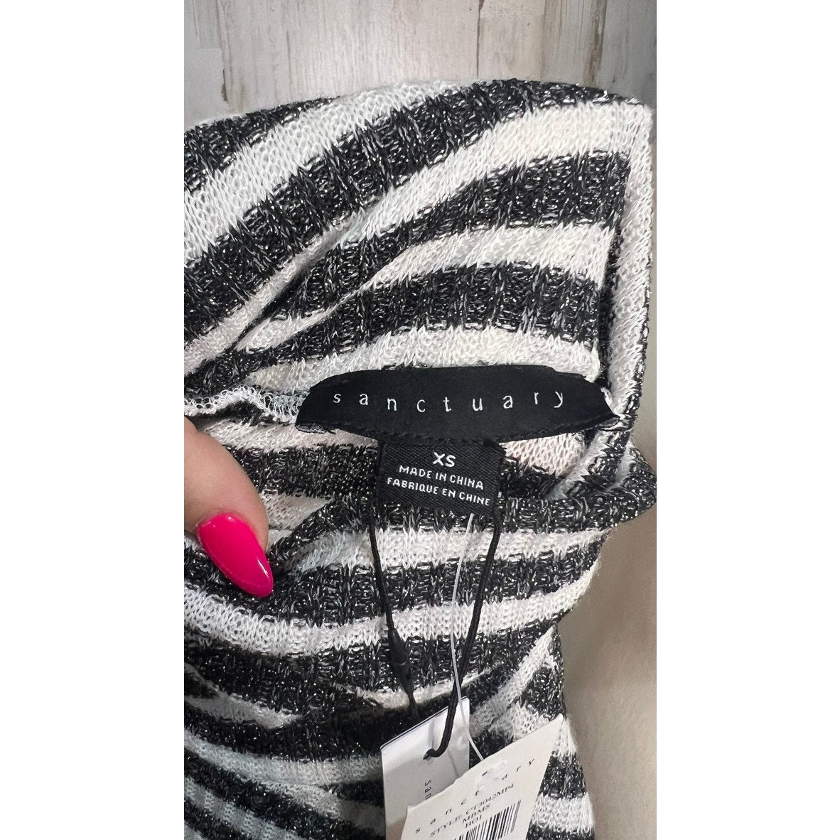 NWT Sanctuary Women's XS Metallic Stripe Turtleneck Sweater Multicolor