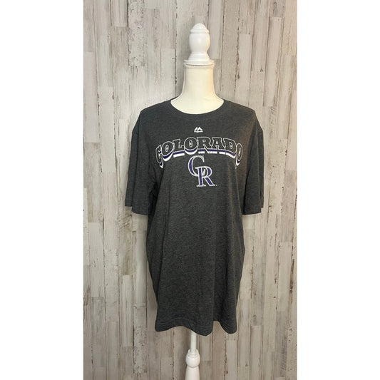 NWT Colorado Rockies Majestic Men's XL Gray Short Sleeve Graphic T-Shirt