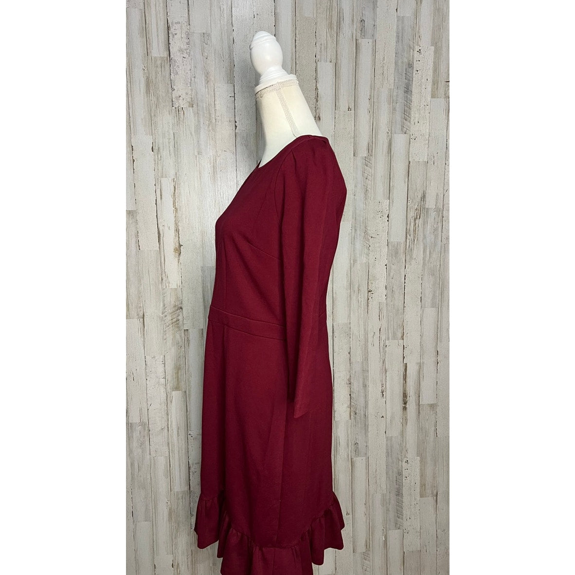 NWT Talbots Petite Burgundy Sheath Dress Size 8 Knee Length Business 3/4 Sleeve