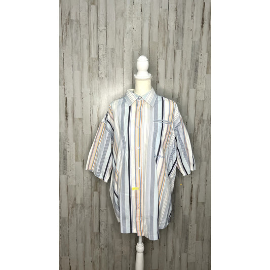 Sean John Men's XXL Multicolor Striped Short Sleeve Button-Up Shirt