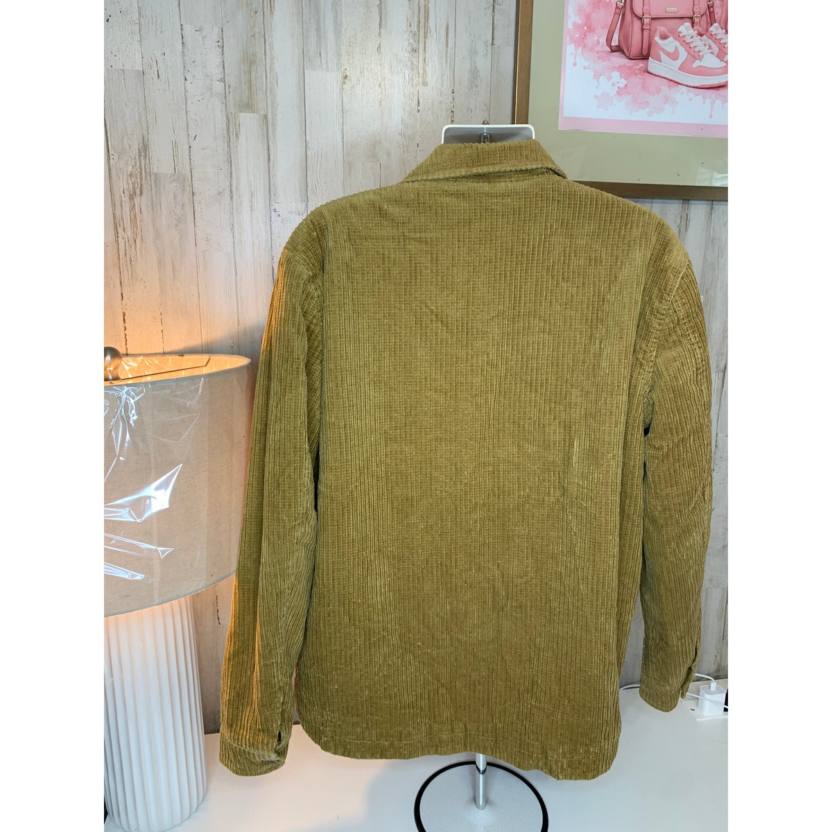 Weatherproof Vintage Shirt Jacket Mens Large Olive Green Sherpa Lined