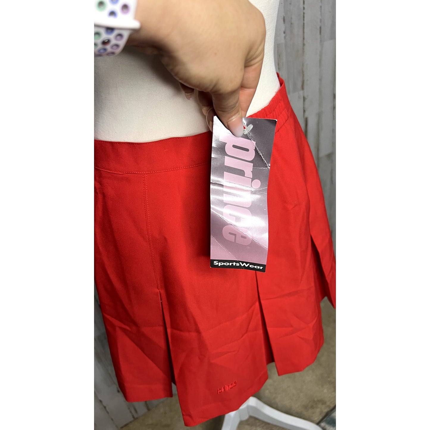 NWT Vintage Prince Women's Red Pleated Tennis Skirt Size 10