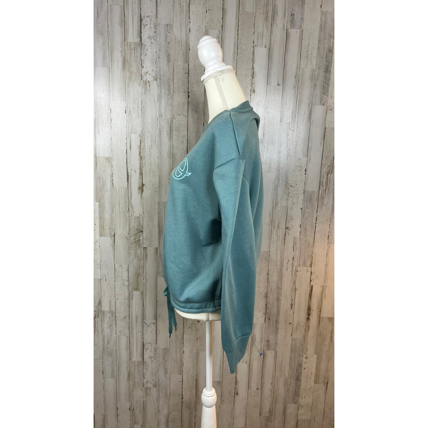 Aeropostale Sport Women's XL Teal Pullover Crewneck Tie Front Sweatshirt