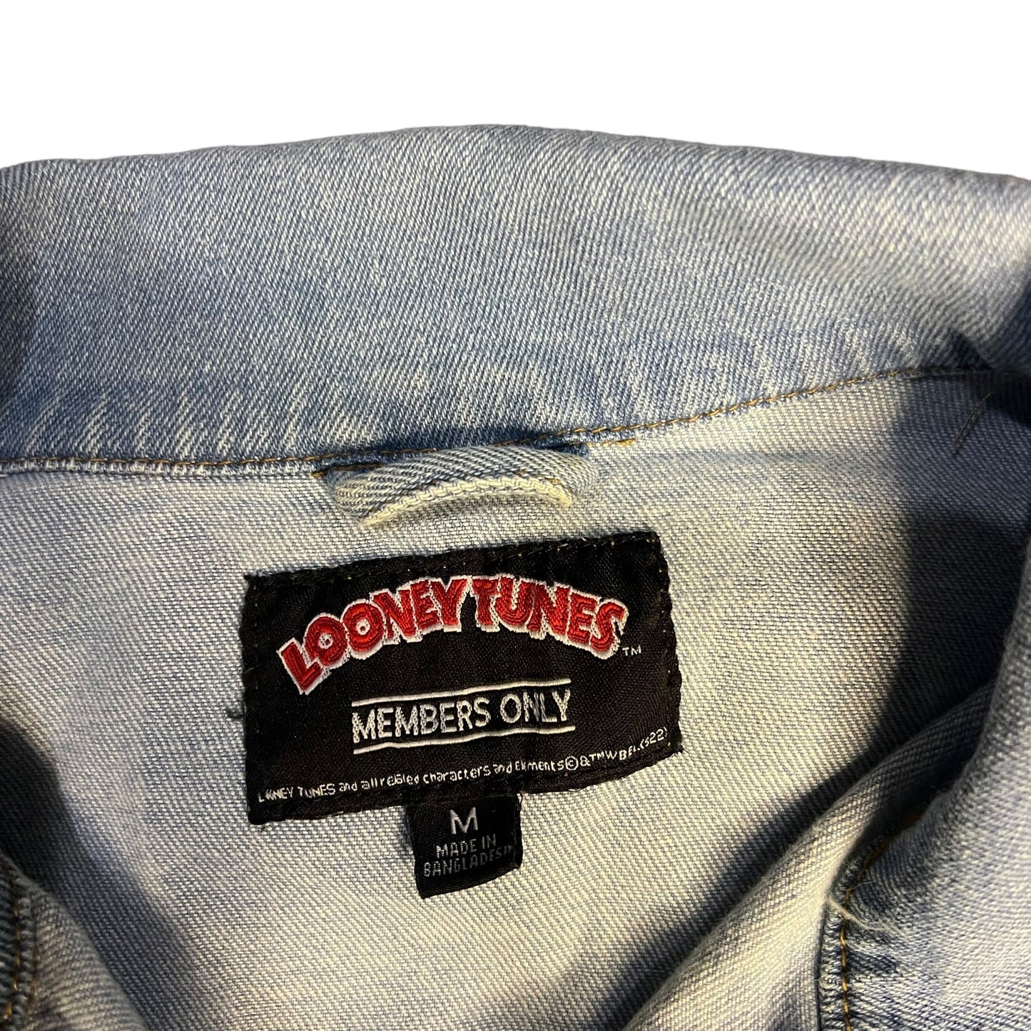 Looney Tunes Members Only Women's Medium Denim Painted Cropped Jacket