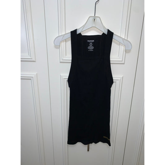 True Religion Women's Black Tank Top Size Large Square Neck Sleeveless