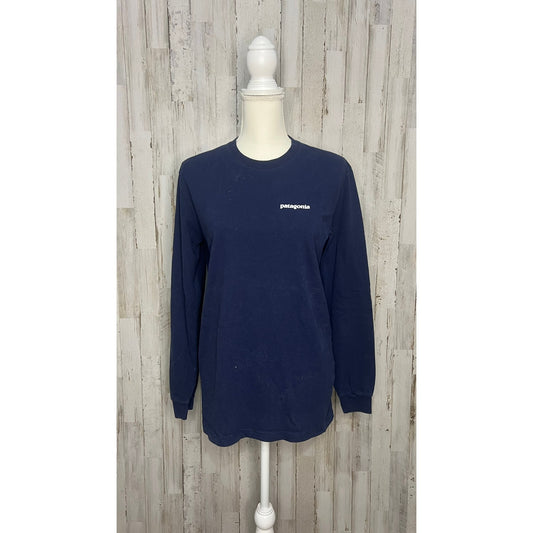 Patagonia Men's Long Sleeve Graphic Tee Blue Size Small Crew Neck