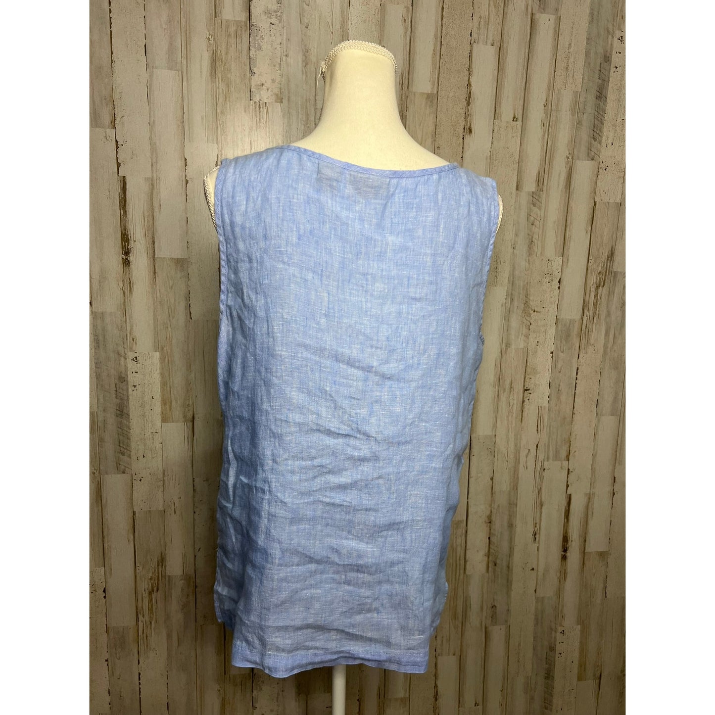 Jones New York Women's Blue Linen Sleeveless Tank Top Size Large Casual