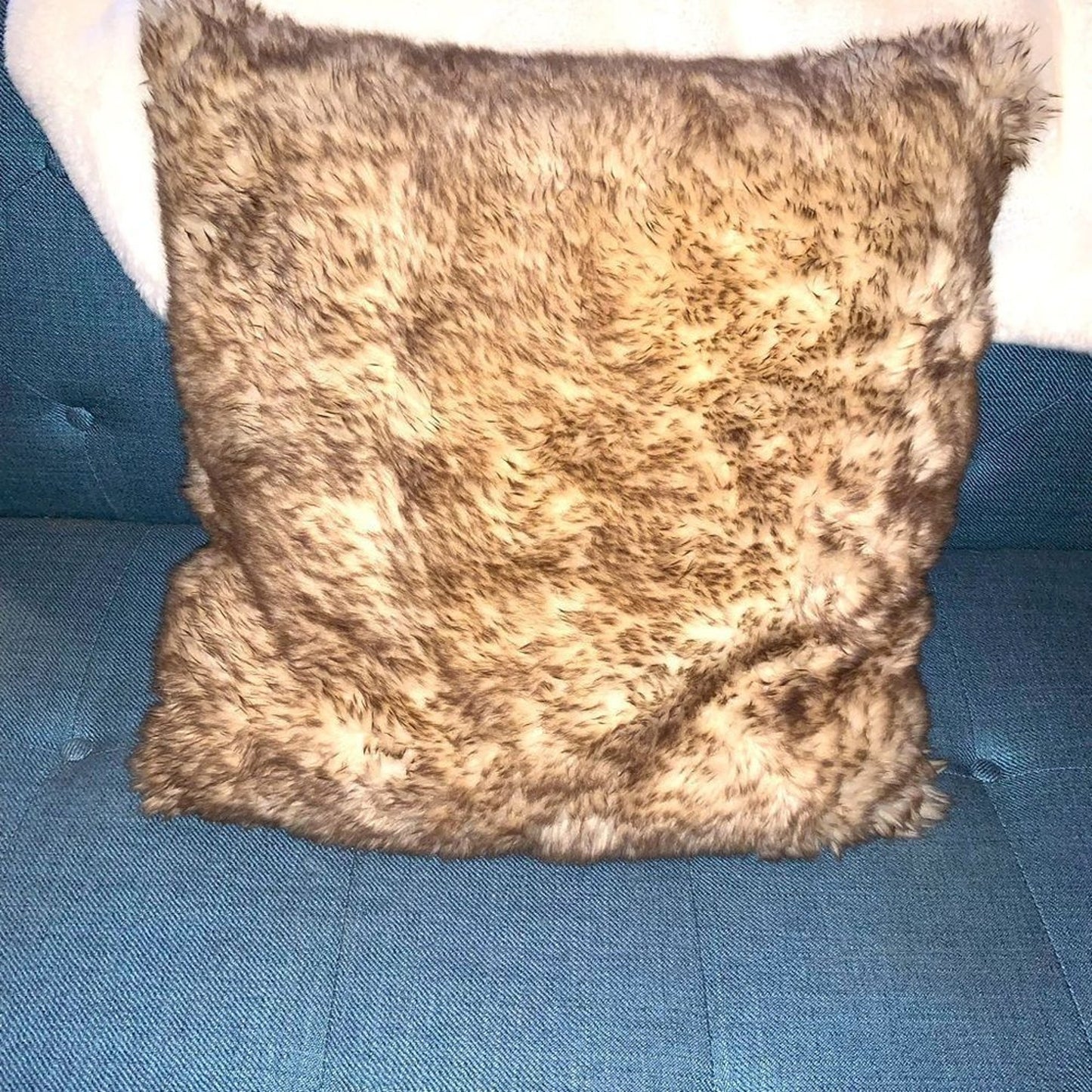 Farmhouse Rustic Faux Fur Square Throw Pillow