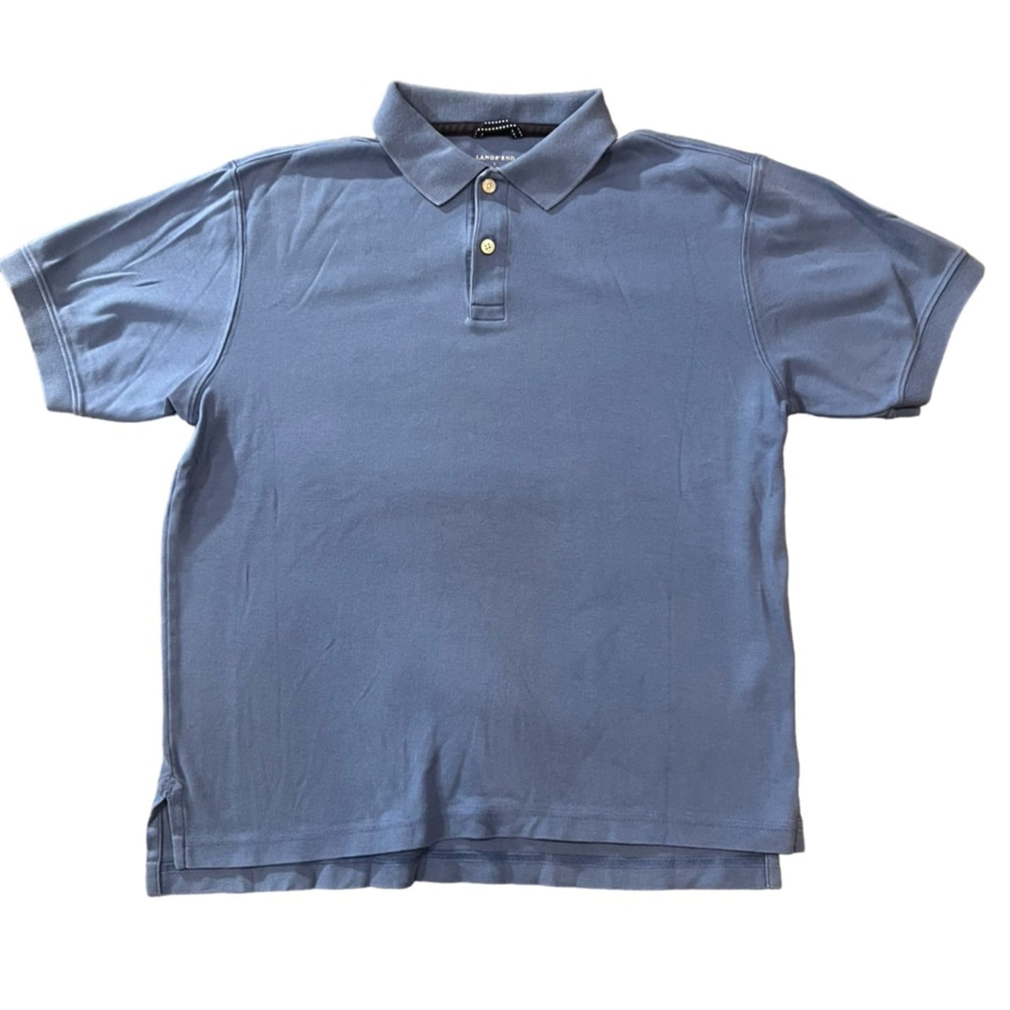 Lands’ End Polo Shirt Kids Large Blue Short Sleeve Solid Classic Casual Golf