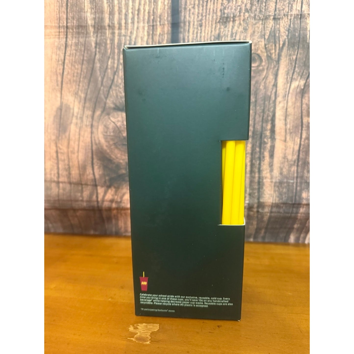 NEW IN BOX Starbucks ASU Campus Collection Reusable Cold Cups Set of 5 w/ Straws