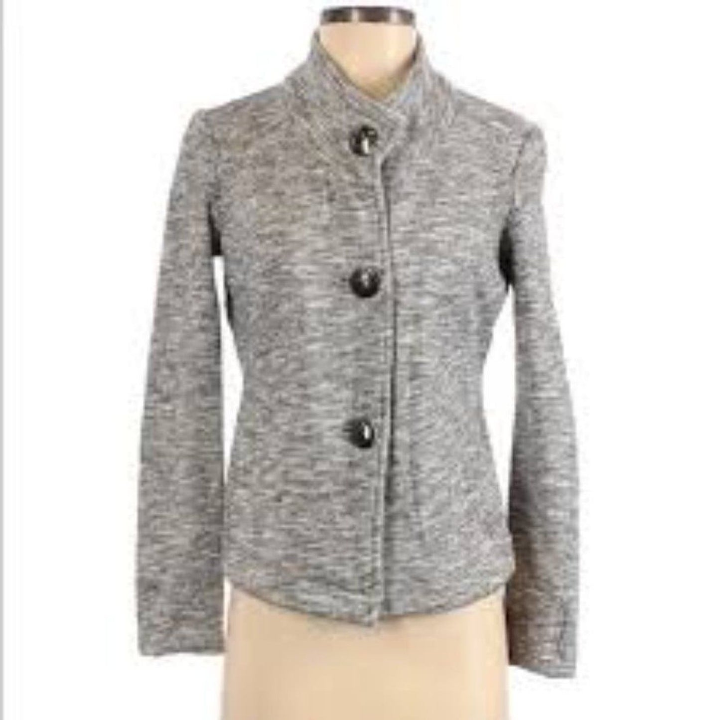 Cabi Hourglass Fleece Lined Heathered Gray Blazer Up Jacket Size Small Style 596