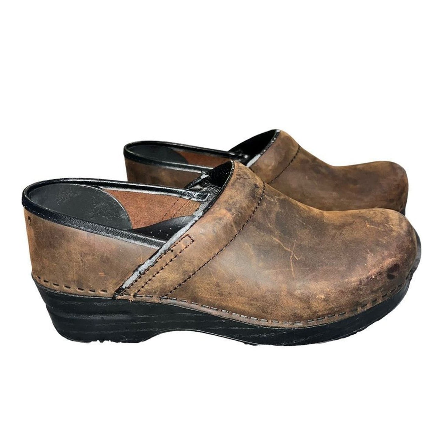 Dansko Women's 37 Professional Antique Brown/Black Oiled Leather