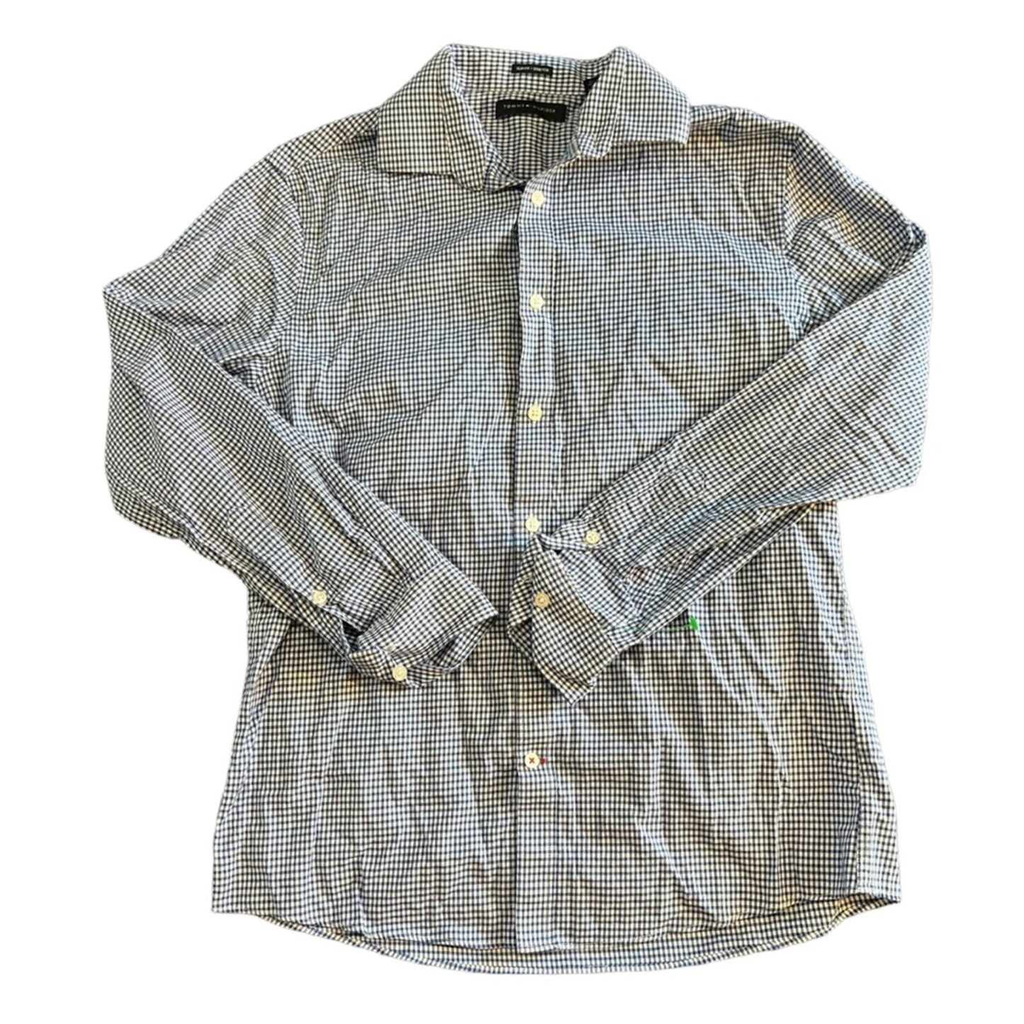 Tommy Hilfiger Blue & White Checkered Button Down Size Medium