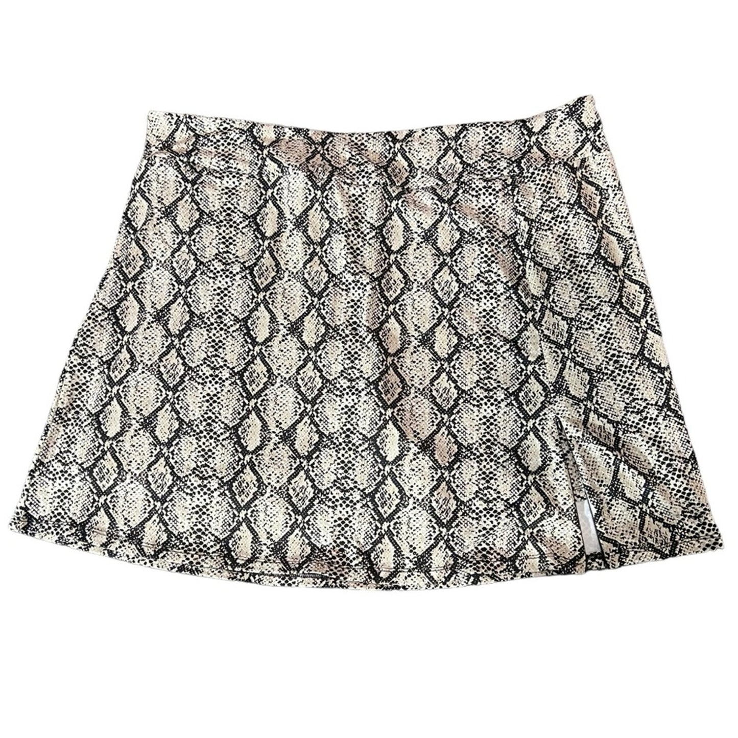 Lulu-B Skort Womens Plus Size 1X Snake Print Black White Beige Pull On