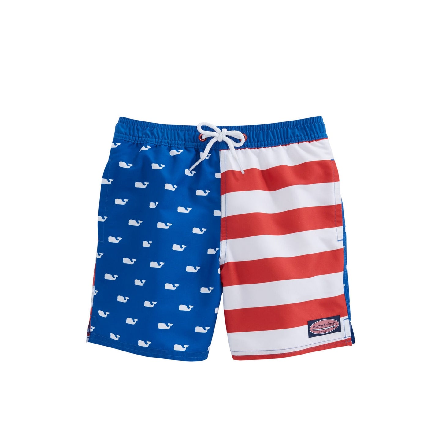 Vineyard Vines Boy's XL Whale American Flag Chappy Quick Dry Swim Trunks