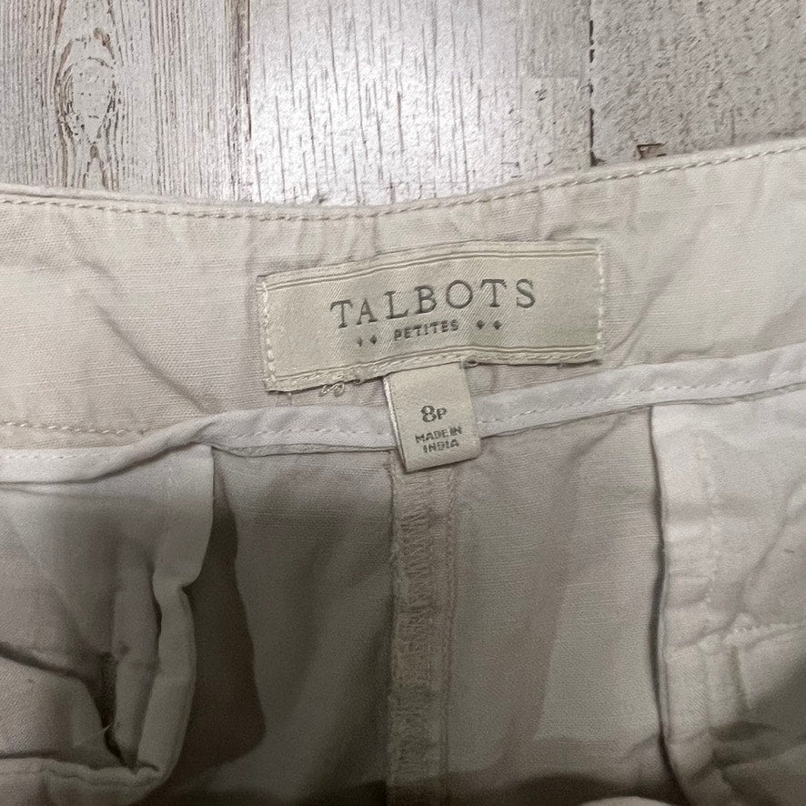 Talbots Petites Women's 8P Heritage Beige High Waist Drawstring Hem Capri Pants