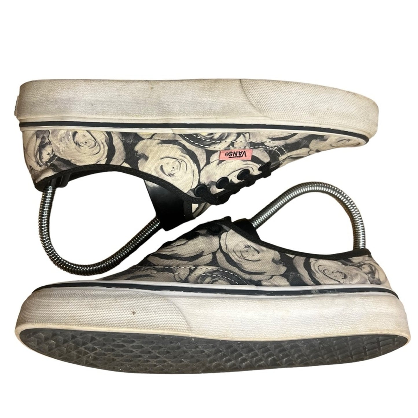 Vans Authentic Sneakers Womens US 6 Black White Digi Roses Floral Low Top