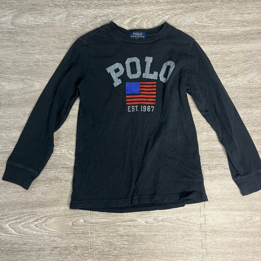 Polo Ralph Lauren Boys Long Sleeve Black T-Shirt Size 6 Casual